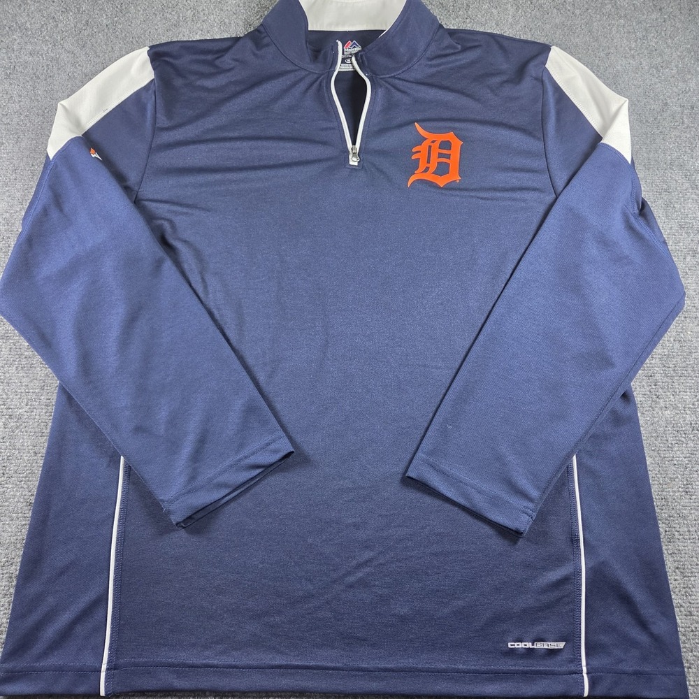 Detroit Tigers Authentic Majestic 1/4 Zip Performance Pullover Cool Base XL